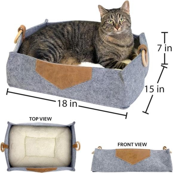 Kitty City Felt Lounge Sleeper Bed, Warm and Cozy cat Bed, Gray - Picture 4 of 5